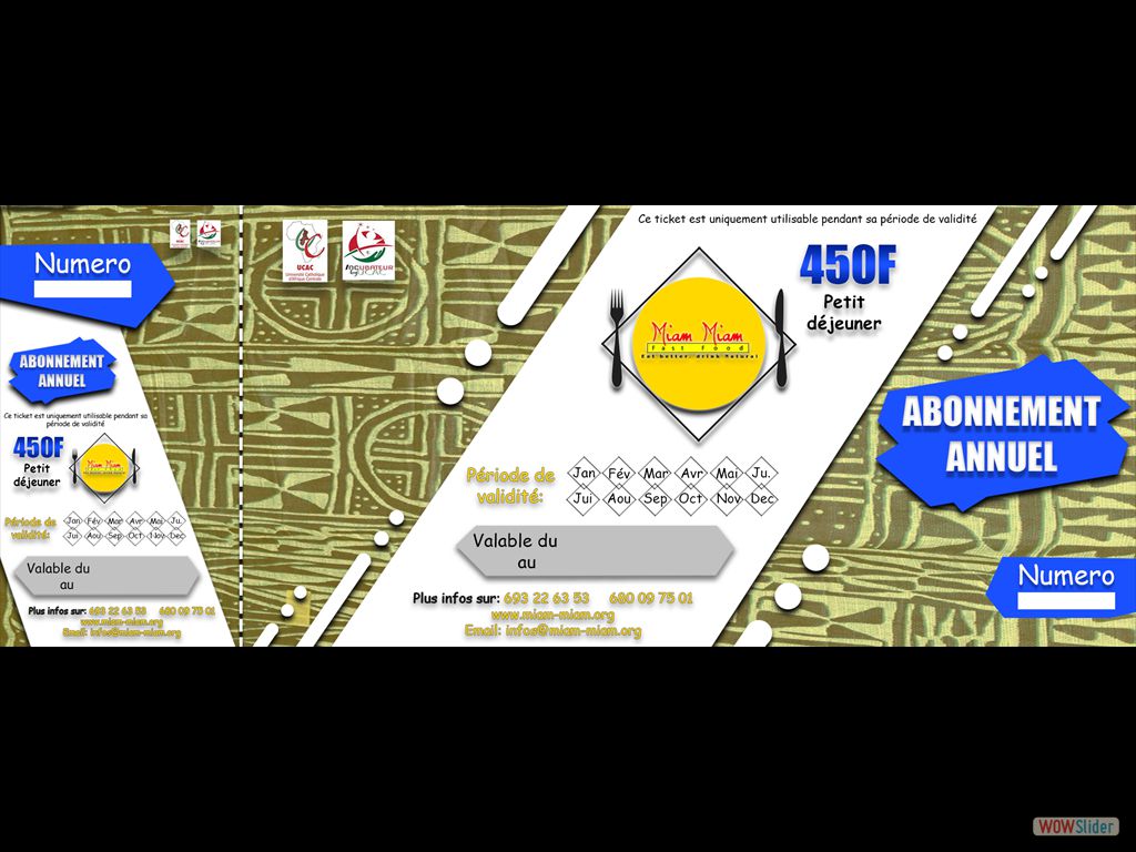 Abonnement annuel petit déjeuner - 450 FCFA